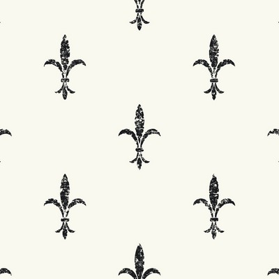 York Wallcovering Fleur De Lis Wallpaper White/Black
