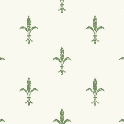 York Wallcovering Fleur De Lis Wallpaper White/Green