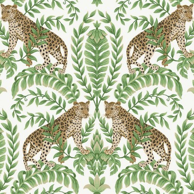 York Wallcovering Jungle Leopard Wallpaper White/Green