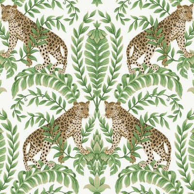 York Wallcovering Jungle Leopard Wallpaper White/Green