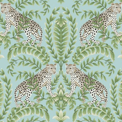 York Wallcovering Jungle Leopard Wallpaper Teal