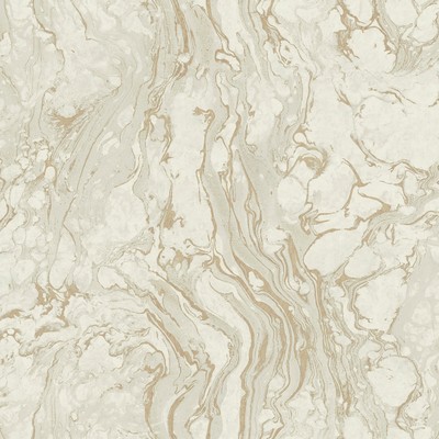 York Wallcovering Polished Marble Wallpaper White/Gold