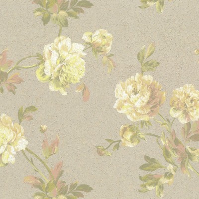 York Wallcovering Whitworth Peony Wallpaper Beiges/Greens