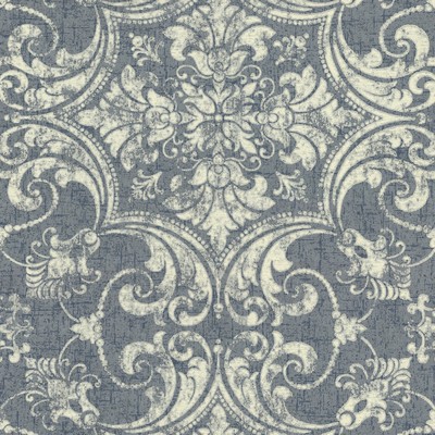 York Wallcovering Regency Wallpaper Blues/White/Off Whites