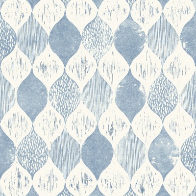 York Wallcovering Woodblock Print  True Blue