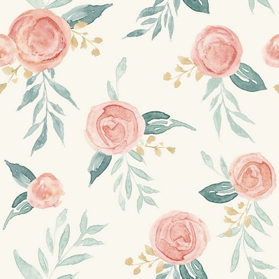 York Wallcovering Watercolor Roses Wallpaper Red