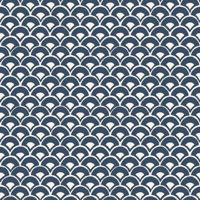 York Wallcovering Stacked Scallops Wallpaper Blue