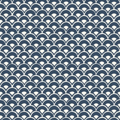 York Wallcovering Stacked Scallops Wallpaper Blue