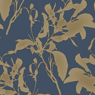 York Wallcovering Botanical Silhouette Wallpaper Navy/Gold