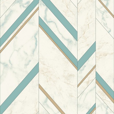 York Wallcovering Marble Chevron Wallpaper Turquoise/Gold