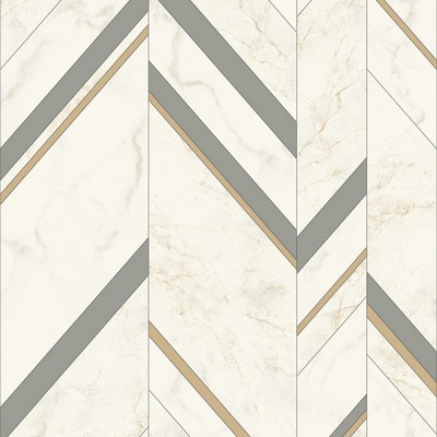 York Wallcovering Marble Chevron Wallpaper Grey/Gold