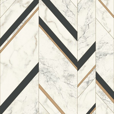 York Wallcovering Marble Chevron Wallpaper Black/Gold
