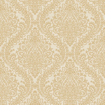 York Wallcovering Mixed Metals Tattersall Damask Wallpaper cream/gold