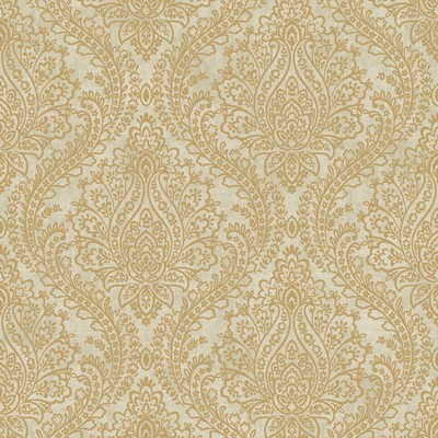 York Wallcovering Mixed Metals Tattersall Damask Wallpaper sage/gold