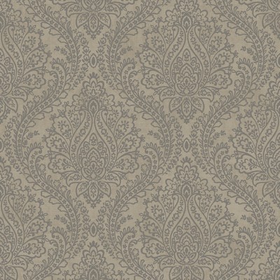 York Wallcovering Mixed Metals Tattersall Damask Wallpaper gray/silver
