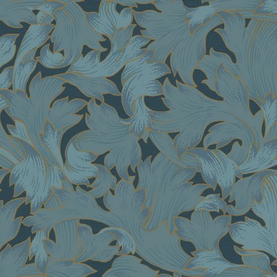 York Wallcovering Acanthus Toss Wallpaper Dark Blue
