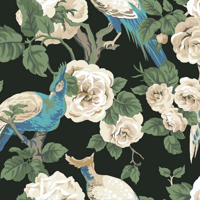 York Wallcovering Garden Plume Wallpaper Black/Blue/Cream