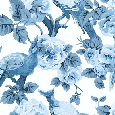 York Wallcovering Garden Plume Wallpaper White/Blue