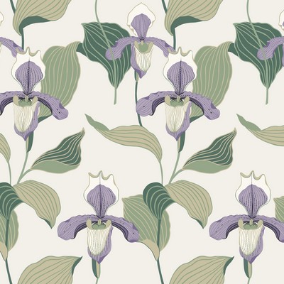 York Wallcovering Lady Slipper Wallpaper Lavender/Green