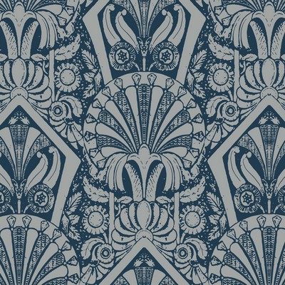 York Wallcovering Zelda Wallpaper Navy/Silver