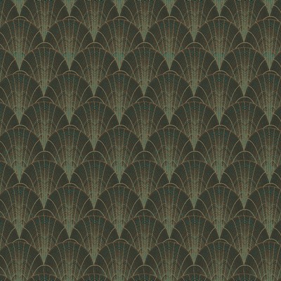 York Wallcovering Scalloped Pearls Wallpaper Black/Gold