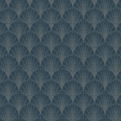 York Wallcovering Scalloped Pearls Wallpaper Navy/Silver