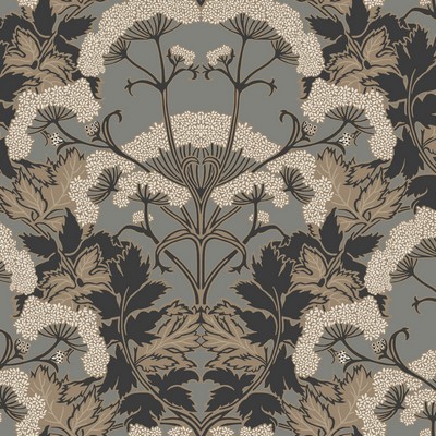 York Wallcovering Yarrow Nouveau Wallpaper Charcoal/Gold