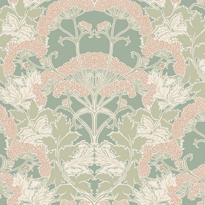 York Wallcovering Yarrow Nouveau Wallpaper Green/Peach
