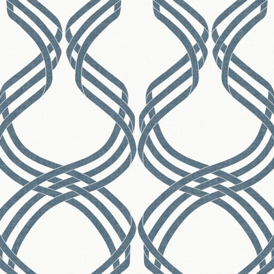 York Wallcovering Dante Ribbon Wallpaper White/Navy