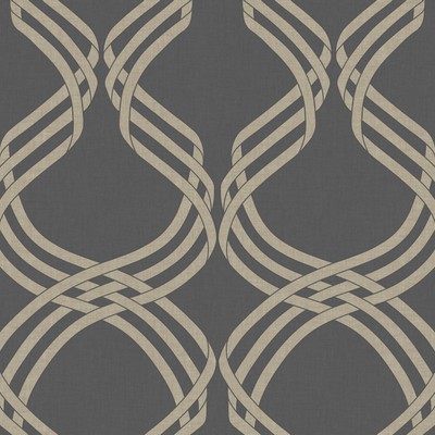 York Wallcovering Dante Ribbon Wallpaper Charcoal/Glint