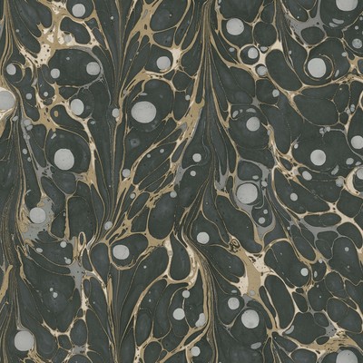 York Wallcovering Marbled Endpaper Wallpaper Black/Gold
