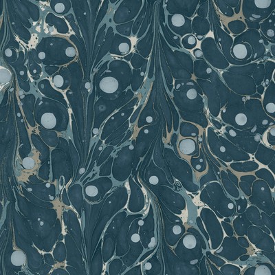 York Wallcovering Marbled Endpaper Wallpaper Navy