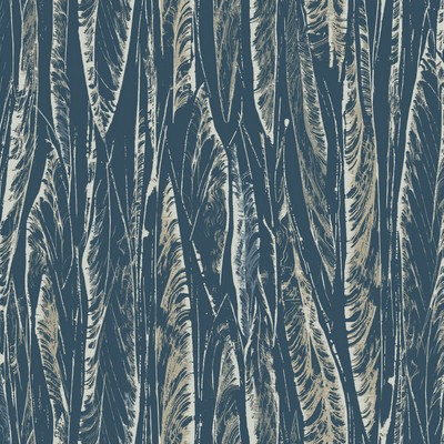York Wallcovering Native Leaves Wallpaper Navy