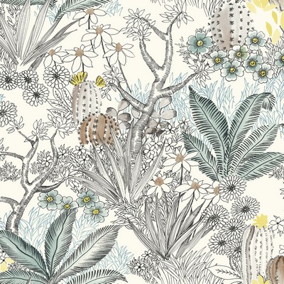 York Wallcovering Flowering Desert Wallpaper Black