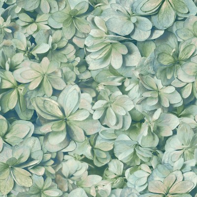 York Wallcovering Hydrangea Bloom Wallpaper Green/Sky