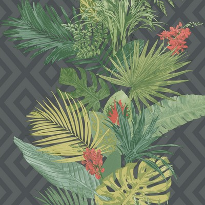 York Wallcovering Tropical Oasis Stripe Wallpaper Black