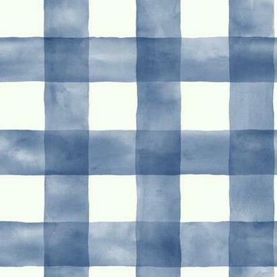 York Wallcovering Checkmate Watercolor Plaid Peel and Stick Wallpaper Blue