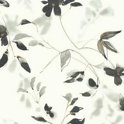 York Wallcovering Linden Flower Peel and Stick Wallpaper Black