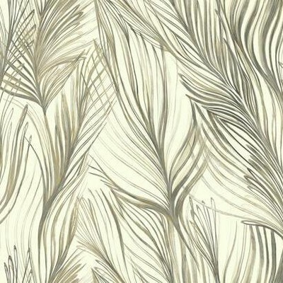 York Wallcovering Peaceful Plume Peel and Stick Wallpaper Charcoal/Gold
