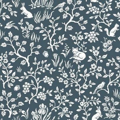 York Wallcovering Magnolia Home Fox & Hare Peel and Stick Wallpaper Navy