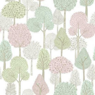 York Wallcovering Treetops Peel and Stick Wallpaper Pink/Mint