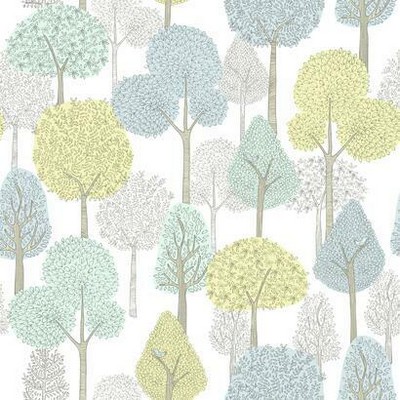 York Wallcovering Treetops Peel and Stick Wallpaper Aqua/Yellow