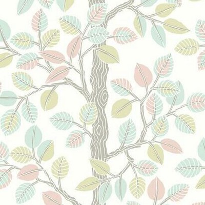 York Wallcovering Forest Leaves Peel and Stick Wallpaper Pink/Mint