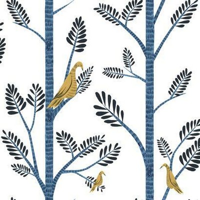 York Wallcovering Aviary Branch Peel and Stick Wallpaper Blue/Yellow