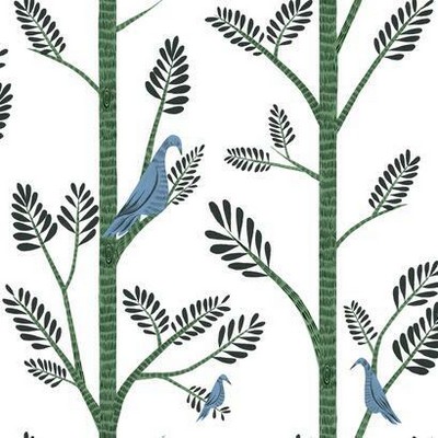York Wallcovering Aviary Branch Peel and Stick Wallpaper Blue/Green