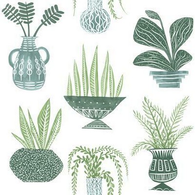 York Wallcovering Plant Party Peel and Stick Wallpaper Green