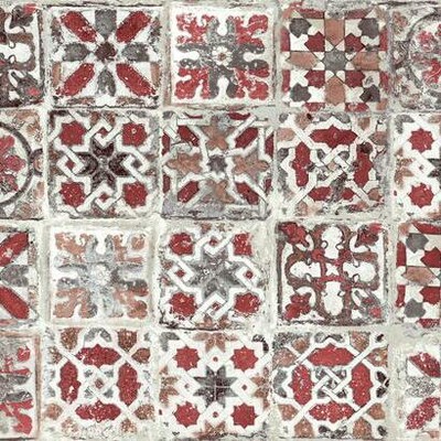 York Wallcovering Encaustic Tile Peel and Stick Wallpaper Red