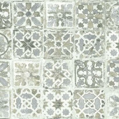 York Wallcovering Encaustic Tile Peel and Stick Wallpaper Gray