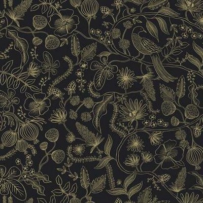 York Wallcovering Aviary Peel and Stick Wallpaper Black/Gold