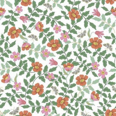 York Wallcovering Primrose Peel and Stick Wallpaper Rose/Cream